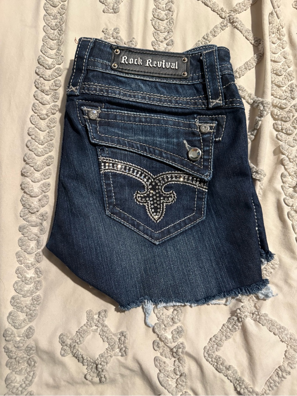Rock Revival Dark Blue Embellished Denim Shorts NWoT